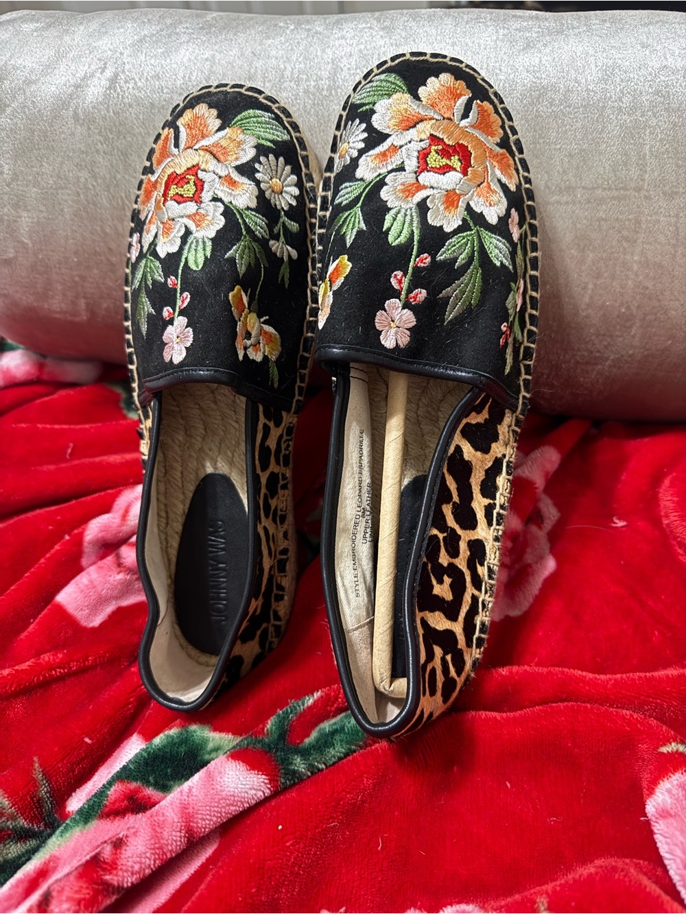 Johnny Was Black Embroidered Floral & Leopard Garden Espadrilles🌺🌼🌸🍃

NWOT✨